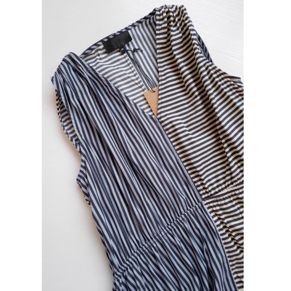 NWT NO.6 Leigh Midi Dress - Stripe Combo Blue Black White Causal Cotton - Picture 8 of 13